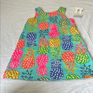 Tommy Bahama Girls 7 Pineapple Shift Dress Bright Multi Cotton Lined NEW